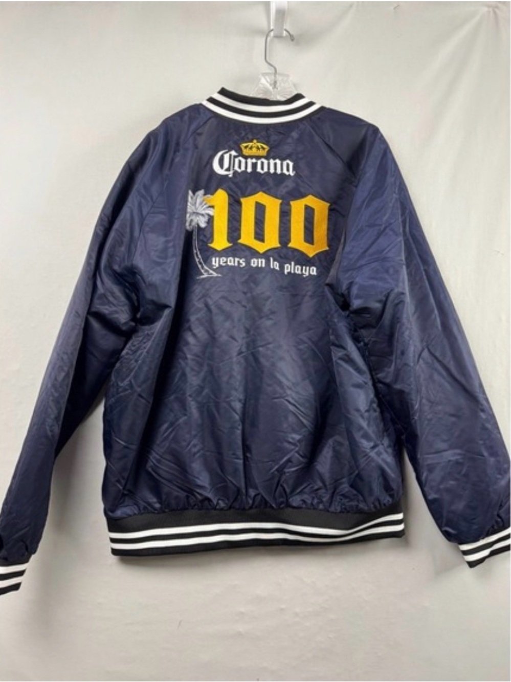 Corona Navy Satin Bomber Jacket